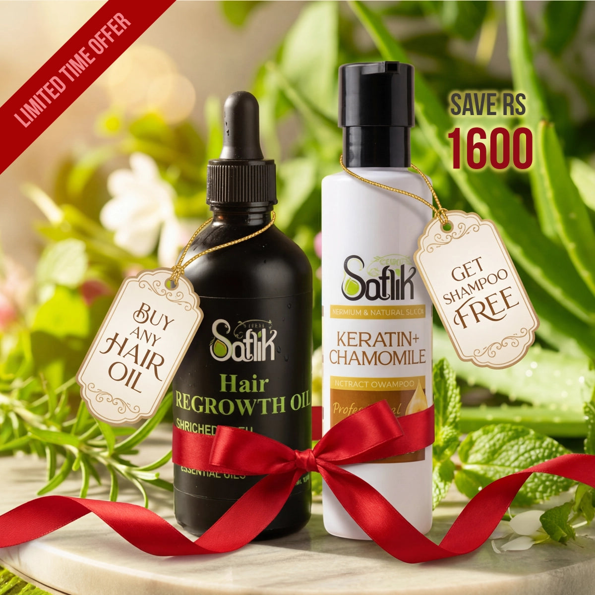 Regrowth Hair Oil + Keratin & Chamomile Shampoo